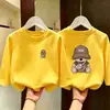 Camiseta de manga larga de algodón puro para niños talla mediana y grande, camiseta básica infantil de estilo coreano moderna y elegante para otoño 2026