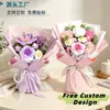 Ramo de hilo de ganchillo hecho a mano de tulipanes transfronterizo, flores de cosmos tejidas, rosas artificiales, regalo de recuerdo para el Día de San Valentín