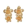 Diseño Sencillo, Pendientes Florales Doble Capa Dorados Retro Personalizados, Elegantes y Lujosos, Pendientes Florales de Moda para Bellezas Urbanas