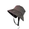 Sombrero de Sol de Ala Ancha para Verano que Hace que la Cara Parezca Más Pequeña, Sombrero Tipo Concha de Protección UV para Exteriores, Sombrero de Pescador Simple de Estilo Japonés con Amarre para Mujer