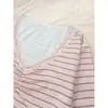 Camiseta listrada de renda para comércio exterior Amazon transfronteiriço 2025 outono europeia e americana de manga comprida quente para mulheres