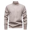 Suéter Masculino Transfronteiriço de Outono e Inverno 2025 Forrado de Lã Grosso Casual Gola Alta Quente Tricotado Pulôver Camiseta Base para Meia-Idade