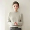 Novo Top de Tricô Meia-Gola Alta Versátil Estilo Coreano Feminino de Caxemira Outono e Inverno 2025