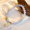 En stock nuevo para niñas exquisita joyería pequeña con cuentas colgante de calcedonia fresca pulsera de cristal pulsera de aguamarina
