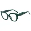 Gafas de Sol de Plástico Ligero Ojo de Gato Simples Anti-Luz Azul Lentes Planas Gafas de Sol de Moda Europeas y Americanas Montura de Gafas de Moda Clinker