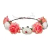Diadema de Flores Corona de Rosas Aros Florales con Hojas Diadema Tocado Guirnalda para Mujeres Navidad Boda Halloween Festival Desfile Cosplay Hawaiano Disfraz Fiesta de Cumpleaños