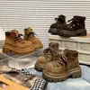 Botas Martin de Alta Gama Estilo Europeo para Mujer, Nueva Moda Otoño e Invierno 2026 Botines con Cordones de Gamuza de Suela Gruesa para Aumentar la Altura