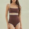 Traje de baño de una pieza vintage tailandés de Source Factory, nuevo traje de baño de color contrastante para niñas japonesas y coreanas.
