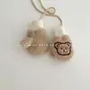 Guantes de bebé coreanos para invierno, unisex, con correa para el cuello, lindo oso de peluche, guantes engrosados y cálidos para otoño e invierno