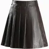 Saia de couro PU de cintura alta, estilosa e que rejuvenesce, saia curta plissada para mulheres, nova coleção outono/inverno 2026, saia midi elegante e versátil, moderna