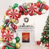 100-145 Peças Arco de Corrente de Balões de Natal Balão de Látex Alça de Guarda-Chuva Balão de Filme de Alumínio Pirulito Conjunto de Balões