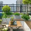 Conjunto de Banco com Floreira em Aço Inoxidável para Pátio Jardim Terraço, Banco de Assento em Madeira Plástica para Exterior com Floreira Paisagística Luminosa