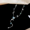 Vid de Luna_ Collar de borla de perlas estilo francés para mujer, lujo ligero, cadena para clavícula de nicho de alta gama, accesorio versátil de verano