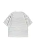Disfraces de Verano Sureño Verano Retro Americano Patchwork Cuello Redondo Bolsillo Rayas Camiseta Moderna Holgada Versátil Manga Corta