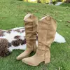 Nuevas botas altas de mujer para otoño e invierno, adelgazantes, con punta fina gruesa, tacón alto y diseño plisado