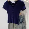 Suéter Feminino de Verão Estilo Coreano, Fresco e Gelado, Toque Suave de Seda, Gola Redonda, Tricô em Ponto Trançado, Manga Curta, Cor Sólida, Emagrecedor, Blusa Valorizadora