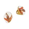 Anel Esmaltado Oumaka Vintage Estilo Retro Luxo Leve Inlaid com Zircônia e Pérola Anel de Aço Inoxidável para Mulheres