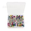 Aguja Color Perla 200 caja doble de plástico 0.6*38mm aguja de corte vertical para ropa aguja de posicionamiento para decoración de joyería