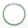 Bestseller transfronterizo: Pulsera de tenis de cobre incrustada con circón verde, lujo ligero, versátil, pulsera de joyería de alta gama para mujer
