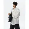 Camisa de Manga Larga para Hombre, Chaqueta Ligera de Lino Transpirable Color Azul Glaciar, Atuendo Dopamina de Seda Hielo para Proteger del Sol en Verano, Blanco