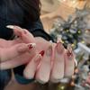 Nuevos Estilos Uñas Postizas Portátiles Semi-Hechas a Mano Estilo Gato Francés con Lazo, Osito Lindo, Puntos Polka Deseo Puro, Efecto Iluminador, Parches Removibles