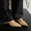 Zapatos de mujer de punta fina con cuña estilo francés 2026 nuevos zapatos de moda, zapatos Mary Jane poco profundos con cierre envolvente y sandalias con corte lateral