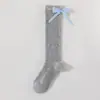 Calcetines de niña estilo princesa coreana, calcetines largos blancos finos de verano con lazos, calcetines sin costuras para pantorrilla para niños