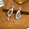 Pendientes Largos de Cristal Exagerados de Estilo Europeo y Americano, Moda de Pasarela, Pendientes Triangulares Geométricos de Gama Alta Únicos al por Mayor