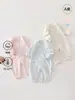 Mono de algodón puro clase A para bebé recién nacido de otoño, mameluco de algodón de colores de manga larga para niños y niñas de 0 a 6 meses, ropa interior base para dormir
