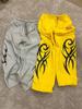 Calça de Moletom Wide Leg com Cintura Elástica Transfronteiriça Europeia e Americana Moda Masculina Retro Hip-Hop Rap Street Calças Casuais Estampadas