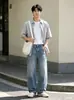 Jeans Masculino Wide-Leg Rasgado Lavagem Retro Corte Tesoura Verão Nova Chegada Comprimento Total Fluido Solto Casual Calças Longas Feminino