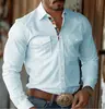 Camisa para Hombre 2025 de Manga Larga Estampada Retro Europea y Americana Casual Occidental Transpirable Microelástica Camisa de Primavera y Otoño para Hombre