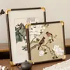 Nuevo marco de fotos de estilo chino con esquinas de cobre para colgar en la pared, marco vacío para pinturas chinas tradicionales, con una estética de alta gama