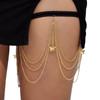 Corrente de Coxa Sexy Europeia e Americana com Pérola Artificial para Mulher Corrente Corporal Geométrica com Franja Anel de Perna Metálico com Strass para Mulher