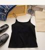 Estilo coreano simple Adelgazante inalámbrico tirantes cuello redondo ajuste ceñido con almohadilla en el pecho espalda bonita fondo ropa exterior top puro sin mangas