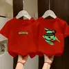 Camiseta de Manga Corta de Algodón Puro para Niños Verano Nuevo Estilo Infantil Dibujos Animados Atractivo Media Manga Versátil Cuello Redondo