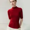 Suéter de Cachemira para Mujer Baicaierong Otoño/Invierno 2026, Manga Corta, Cuello Semi Alto, Diseño Versátil, Tejido de Lana