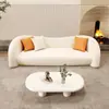 Sofá Estilo Nórdico Crema Sala de Estar Apartamento Pequeño Sofá Curvo de Lujo Ligero Sofá de Forma Especial Salón de Belleza Celebridad de Internet Estilo Wabi-Sabi