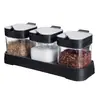 Juego Combinado de Frascos de Vidrio a Prueba de Humedad para Condimentos de Cocina con Cuchara, Botella para Condimentos, Pimienta Molida, Glutamato Monosódico, Caja de Condimentos de Sal