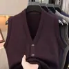 Chaleco de Punto para Hombre Cárdigan Holgado Ropa para Personas Mayores Sin Mangas Cárdigan Suéter Hombre Otoño 425g