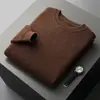 Suéter de Cachemira Grueso de Peso Pesado para Negocios para Hombre, Suéter de Punto de Color Sólido con Cuello Redondo, Suéter Capa Base, Corte Holgado, Suéter de Lana Talla Grande para Otoño e Invierno