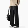 Pantalones Casuales Rectos de Estilo Nuevo para Hombre Primavera 2026 con Costuras Expuestas, Diseño de Cinturón, Talla Grande, Pantalones Casuales Versátiles