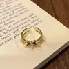 Anillo Abierto Apilable con Forma de Calabaza Corazón de Esmalte Dorado y Borgoña, Mariposa, Flor, Concha, Perla Incrustada con Circonita, Tendencia Nacional de Año Nuevo