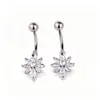 Novo estilo coreano simples zircão flor estilo fresco titânio aço feminino umbigo unha anel umbilical moda ebay distinto piercing umbilical ornamentos