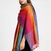 Bufanda Jacquard de Rayón Arcoíris Anacardo de Venta Caliente Transfronteriza Bufanda Pashmina Chal Cálido Turbante
