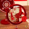 Espejo de Maquillaje de Dote de Boda Caja de Regalo Par Rojo Alegría de la Partida de la Novia Dote de la Novia Suministros de Boda Lista Completa
