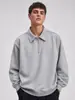 Primavera Cruzada Otoño de Moda Holgado Pareja Casual Versátil Sudadera Retro Simple Color Sólido Manga Larga Camisa POLO Hombre