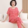 Pijama de Algodão Seda Feminina para Mulheres de Meia-Idade e Idosas, Roupas para Sogra, Algodão Artificial Fino, Casual Solto, Algodão Seda, Roupas de Casa