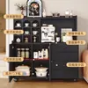 Aparador de Cocina Moderno Gabinete de Té de Sala de Estar Estilo Europeo Armario de Almacenamiento de Vidrio para Comedor Montado en la Pared