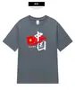 Nueva Moda Nacional China Camiseta de Manga Corta para Repostar Hombres y Mujeres Verano Hombro Caído Juventud Algodón Casual Bandera Roja Camiseta China